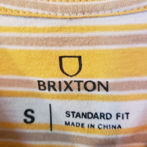 Brixton Hilt Revert Yellow Striped Tee, Sz Small T-shirt - Picture 3 of 8